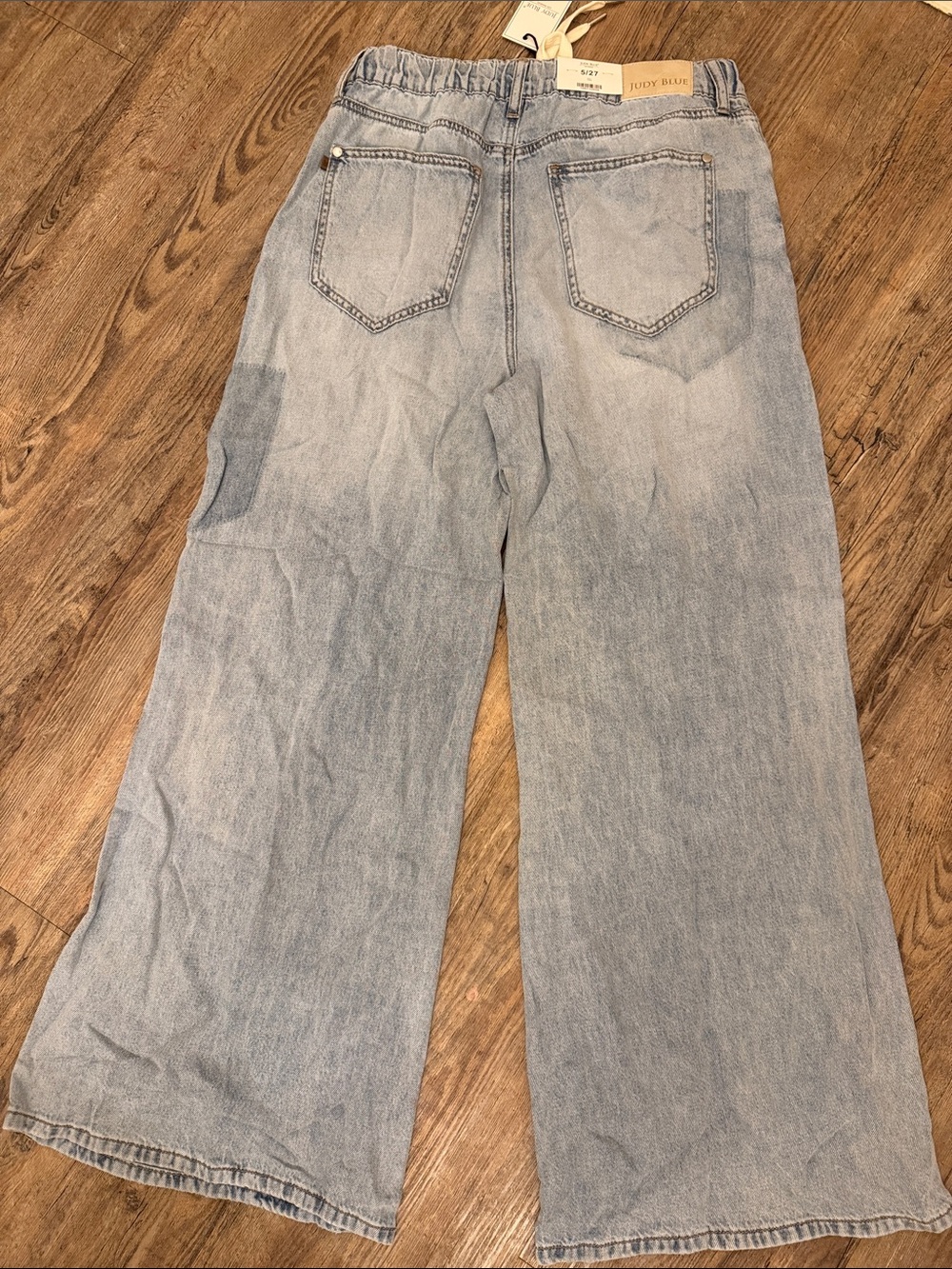 Judy Blue Pale Blue Wide-Leg Drawstring Jeans - Picture 4 of 4
